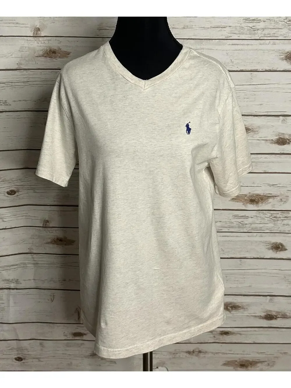 Polo Ralph Lauren cream cotton short sleeve V-neck t-shirt Youth L (14-16)
